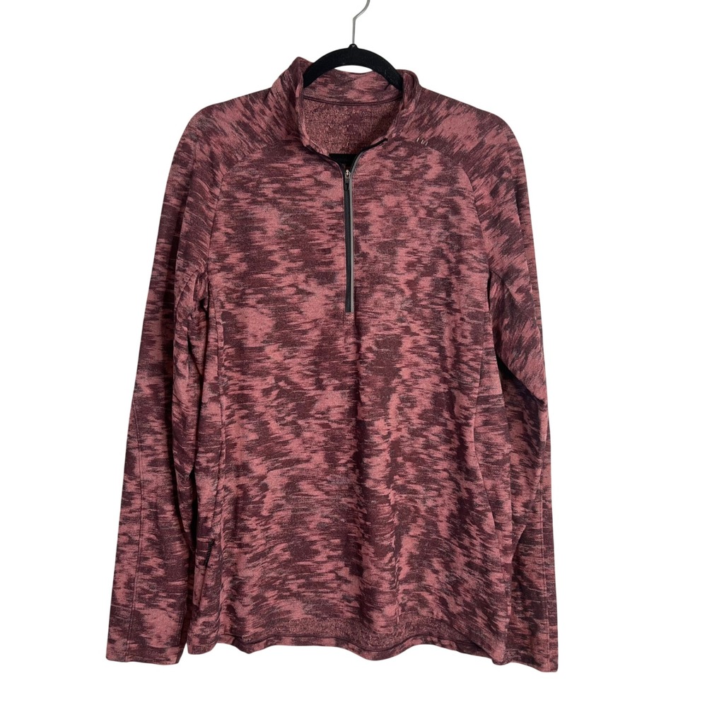 Lululemon Surge Warm 1/2 Zip Pullover Sz L Rulu Space Dye Burgandy Thumb Holes